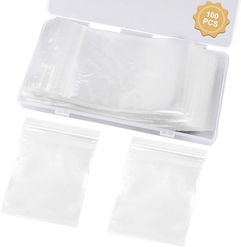 wegoup 100 PCS Jewelry Bags, 2.76" x 4.33" Small Plastic Bags, 2 Mil Clear Little Zip Bag, Poly Baggies with Resealable Zip for Small Business, Storage, Gifts, Jewelry, Candy, Screws - Image 1